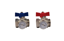 Vanne d'arrêt avec thermomètre pour collecteur plancher chauffant série STC