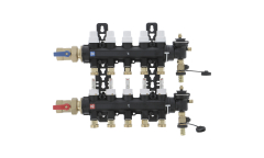 Collecteur mat&eacute;riau de synth&egrave;se Hydronic 1'' pr&eacute;&eacute;quip&eacute; pour plancher r&eacute;versible